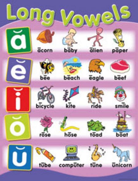 Long Vowels Educational Laminated Chart