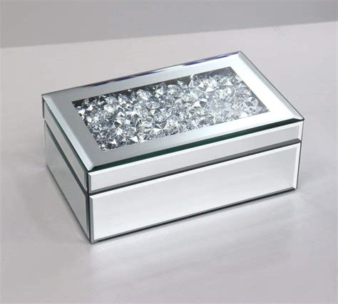 Qmdecor Silver Crushed Diamond Storage Jewelry Box Luxury High Grade