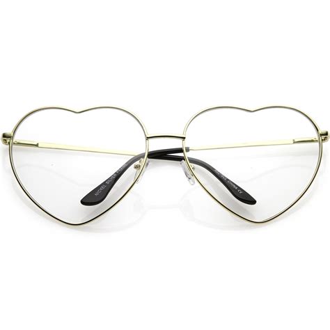 Oversize Metal Heart Shaped Eye Glasses With Clear Lens 71mm Heart Shaped Glasses Eye Glasses