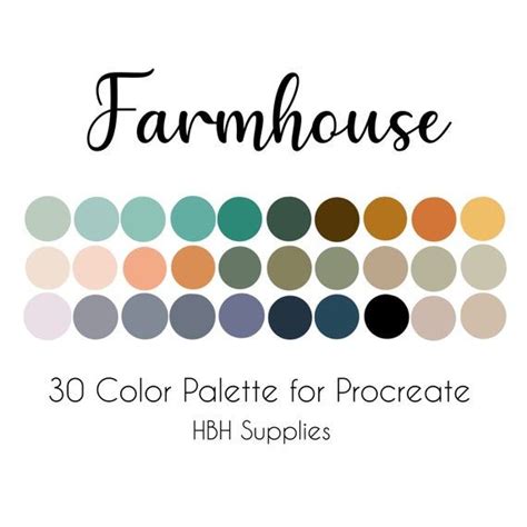 Farmhouse Procreate Palette Procreate Color Palette Hex Etsy Color