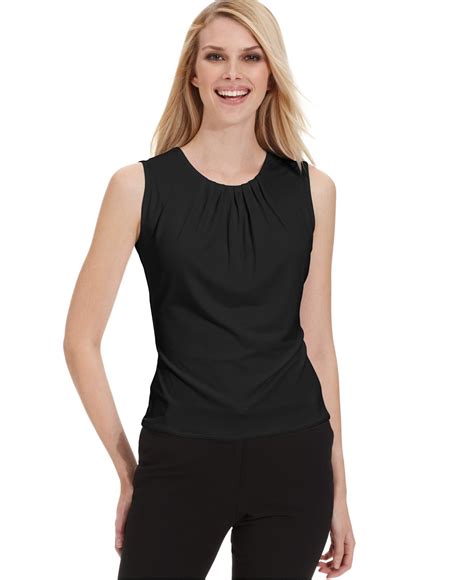 Calvin Klein Sleeveless Suiting Top - Tops - Women - Macy's | Petite tops, Womens tops, Tops
