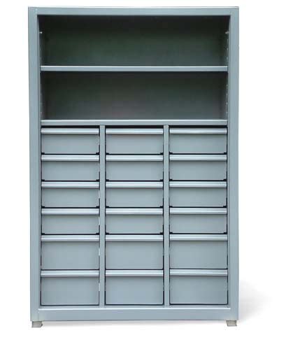 Shelving Unit With 18 Drawers Barron Equipment And Overhead Doors