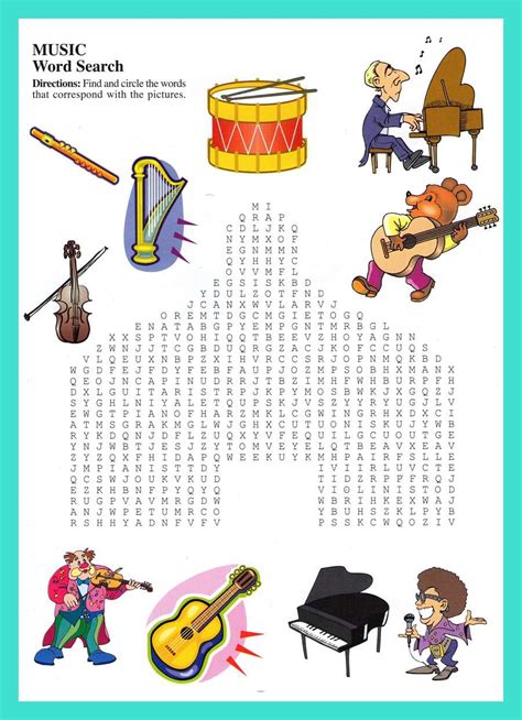14 Cool Music Word Search Puzzles