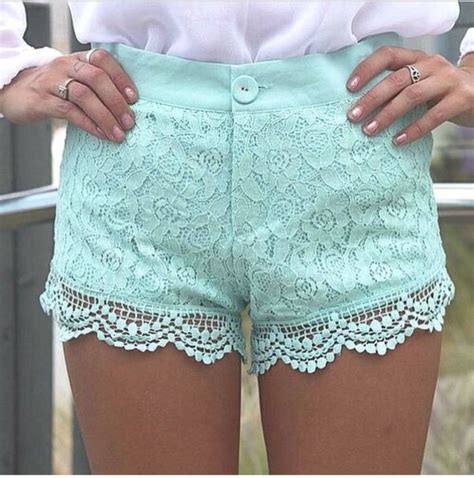 Shorts Lace Mint Green Shorts Wheretoget