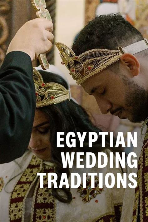 a man and woman are dressed up in egyptian wedding costumes with the words egyptian wedding