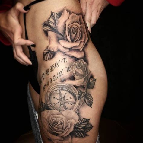 Bildergebnis F R Roses And Compass Sleeve Kompass Tattoo Rosen