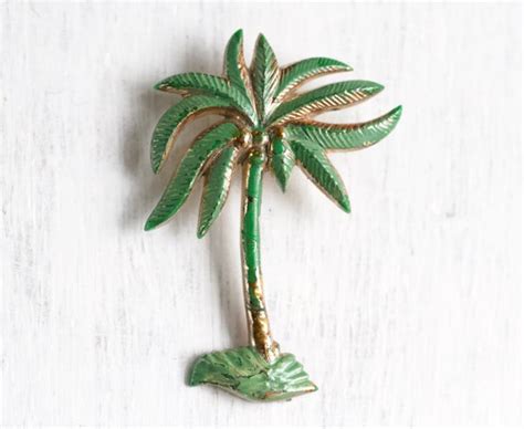 Art Deco Palm Tree Lapel Pin Tropical Palmtree Broo Gem