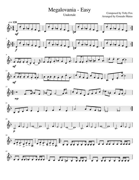 Megalovania Easy Violin Solo Sheet Music For Violin Solo