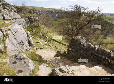 Steps Leading Up The Side Of Malham Cove To The Limestone Pavement