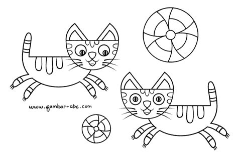 gambar mewarnai binatang kucing kartun lucu contoh