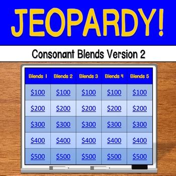 Jeopardy Consonant Blends Version By Replay Learning Tpt