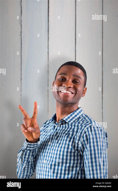 Man Making Peace Sign Hi Res Stock Photography And Images Alamy