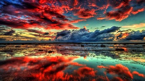Colorful Clouds Reflection 4k Wallpaper
