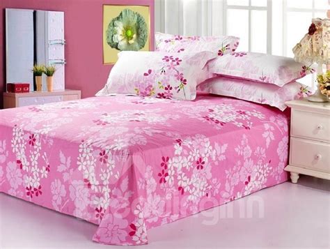 Best Selling Lovely Pink Flower Print 4 Piece Bedding Sets