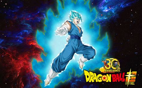 Dragon ball z anime character designer tadayoshi yamamuro also used bruce lee as a reference for goku's super saiyan form, stating that, when he first becomes a super saiyan, his slanting pose with that scowling look in his eyes is all bruce lee. Dragon Ball Super Wallpaper - Vegito Saiyan Blue by WindyEchoes on DeviantArt