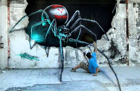 Attack Of The Giant Spider Watch This Optical Illusion Mural