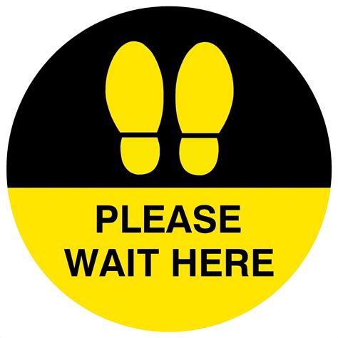 Please Wait Here Be Socially Safe Floor Decal 16x16 Inches Taqniq