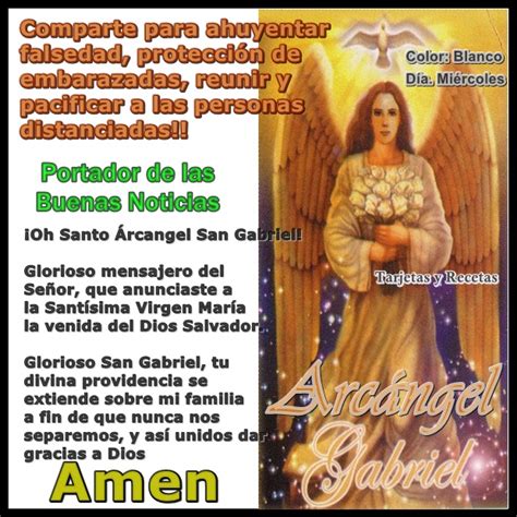 Tarjetas Y Recetas OraciÓn Al ArcÁngel San Gabriel