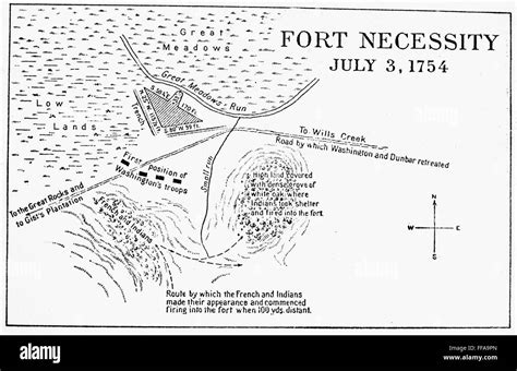 Fort Necessity 1754 Nearly 20th Century Drawing Of The Surrender Of