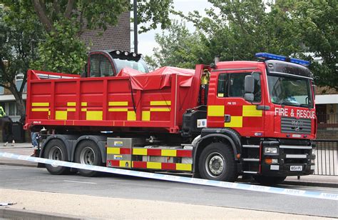 London fire brigade says six cars caught light. London Fire Brigade vehicle at Mile End | "New Dimension ...