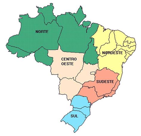 Detailed Regions Map Of Brazil Brazil Detailed Regions Map Vidiani