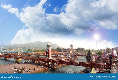 Har Ki Paudi Haridwar Aerial View Watch Tower Stock Image Image Of