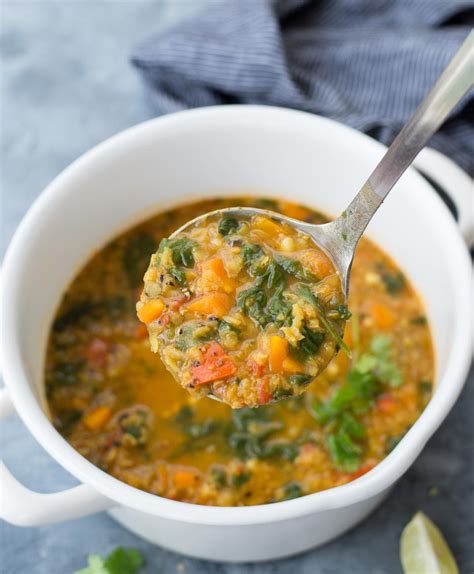 Red Lentil Soup With Spinach The Flavours Of Kitchen