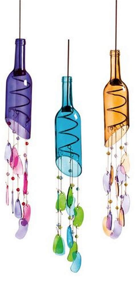 Recycled Wine Bottle Wind Chimes Recycled Crafts
