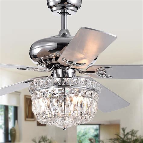 Ceiling fan with lights 52 inch flush mount ceiling fan with remote modern crystal chandelier ceiling fan with reversible 5 blades, 3 bulbs not included, chrome 4.8 out of 5 stars 16 $206.52 $ 206. Warehouse of Tiffany Galileo 52 in. Chrome Crystal Bowl ...