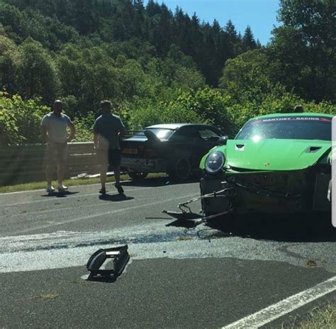 New Porsche 911 Gt3 Rs Destroyed In Nurburgring Crash Damaged At Both