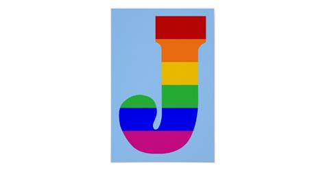 Rainbow Letter J Poster Zazzle