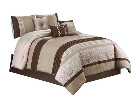Brown Queen Comforter Sets Beautiful 8pc Modern Elegant Ivory White
