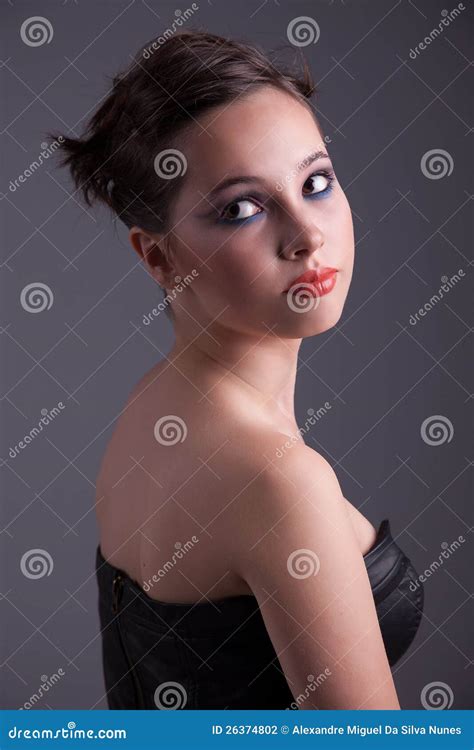 Serious Beautiful Woman Looking Back Stock Photo Image Of Lady