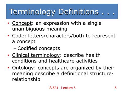 Terminologies Meaning