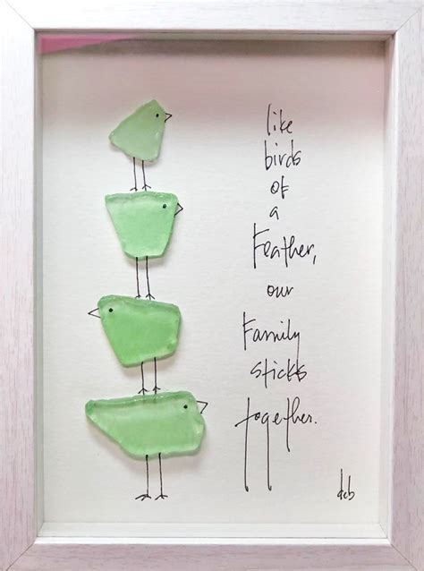 Sea Glass Pieces Framed Wall Art Birds With Quote In 2020 With Images