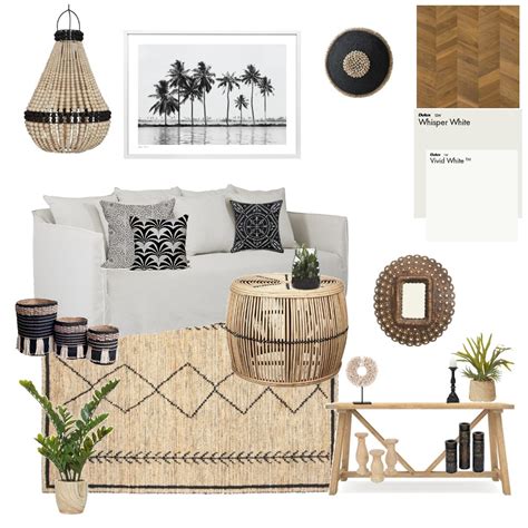 Boho Hamptons Coastal Living Room Interior Design Mood Board By Lupton