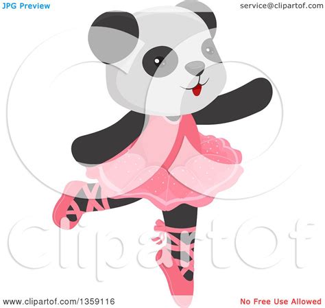 Clipart Of A Cute Dancing Panda Ballerina Royalty Free
