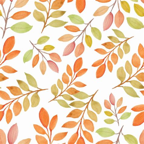 Watercolor Fall Season Nature Seamless Pattern With Branch 1252124