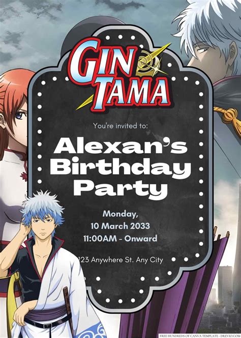 Gintama Birthday Invitation Download Hundreds Free Printable Birthday