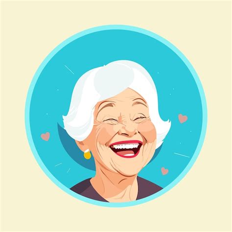 Premium Vector Old Women Laughter And Joy Smile Face Flat Illustration Avatar