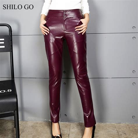 Shilo Go Leather Pants Womens Autumn Fashion Sheepskin Genuine Leather
