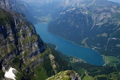 Klöntalersee Is A Natural Lake In The Canton Of Glarus Switzerland