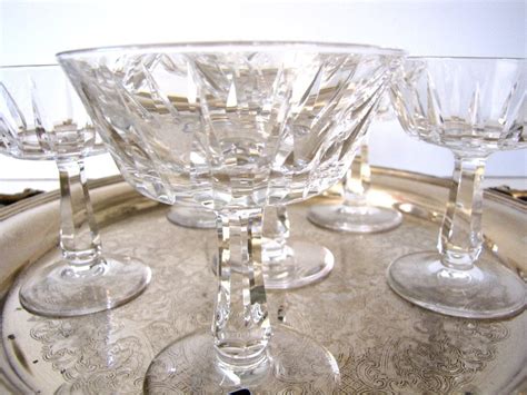Vintage Crystal Champagne Glasses Coupes Set Of Six Champagne