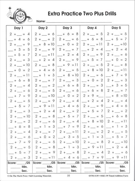 Addition Facts To 10 Timed Test Math Facts Worksheets 100 Problems