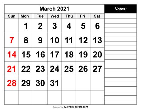 Create a calendar and print on a printer or send via email. Free March 2021 Printable Calendar