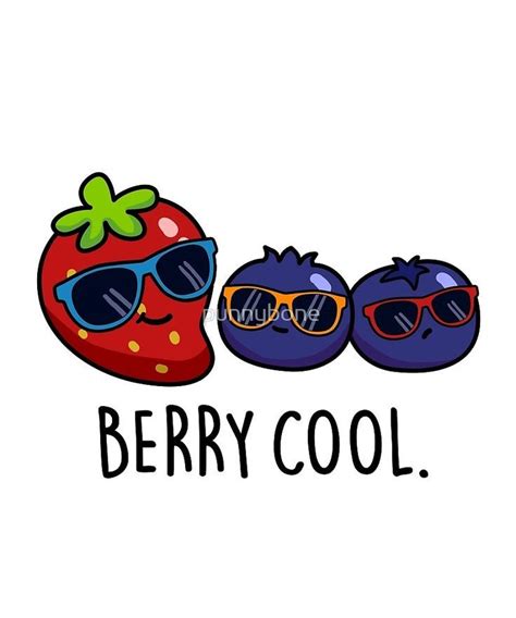 Berry Cool Fruit Food Pun Sticker By Punnybone Funny Doodles Food