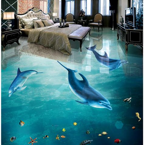 Photo Wallpaper Mural Floor Ocean Dolphin 3d Wall Murals