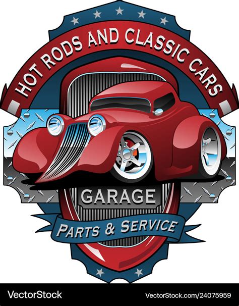 Hot Rods And Classic Cars Garage Vintage Sign Vector Image