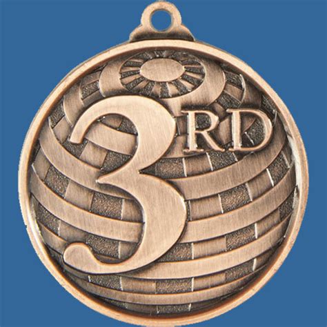 1073 3rde 3rd Place Medal Bronze Global Series With Engraving And Ribbon
