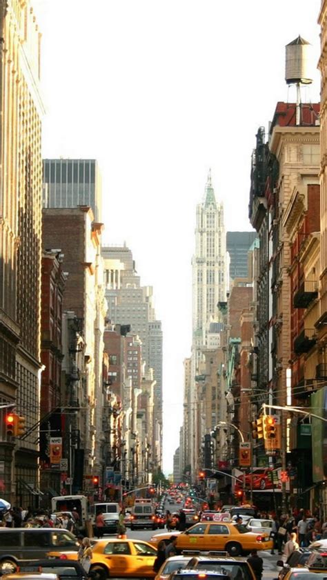 Manhattan Busy City Street Scene Iphone Wallpapers Free Download